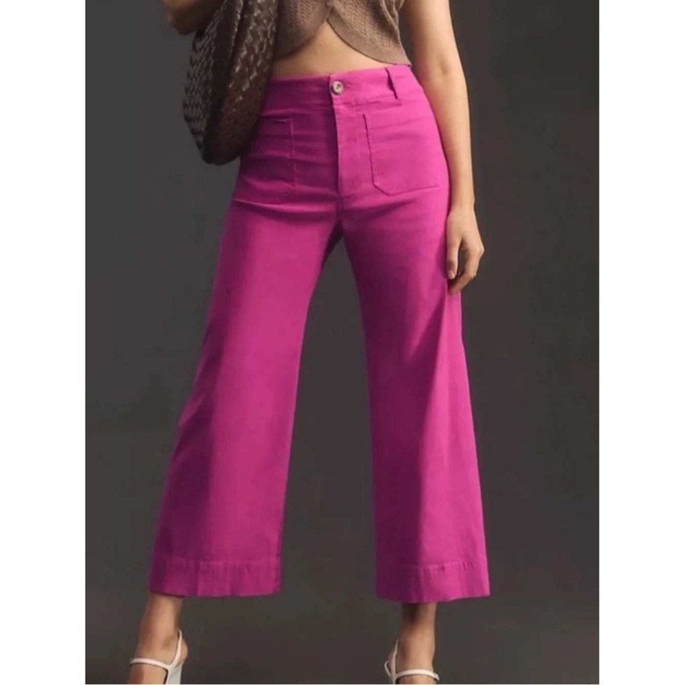 Maeve by Anthropologie The Colette Pink Wide Leg Cropped Pants Size 27 High Rise